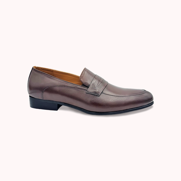 Imported Men's Brown Leather Penny Loafer Shoes- GM1