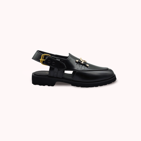 Modern Slingback Black Peshawari Chappal PR-6