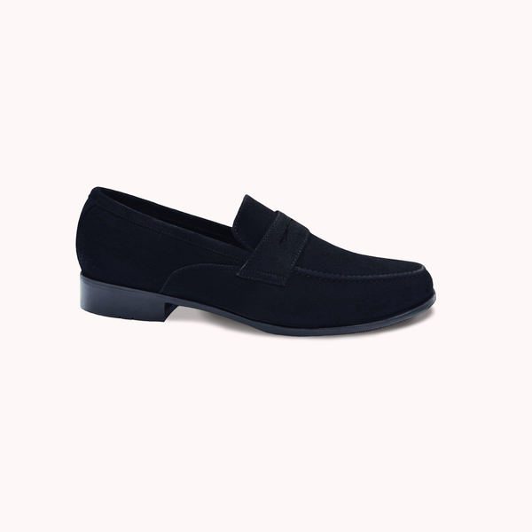 Men's Black Suede Penny Loafer Shoes - M4